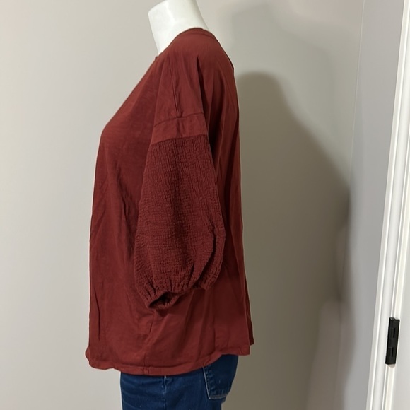 Anthropologie Velvet by Graham and Spencer Margot Knit Top Puff Sleeve Shirt 1X - Picture 7 of 13